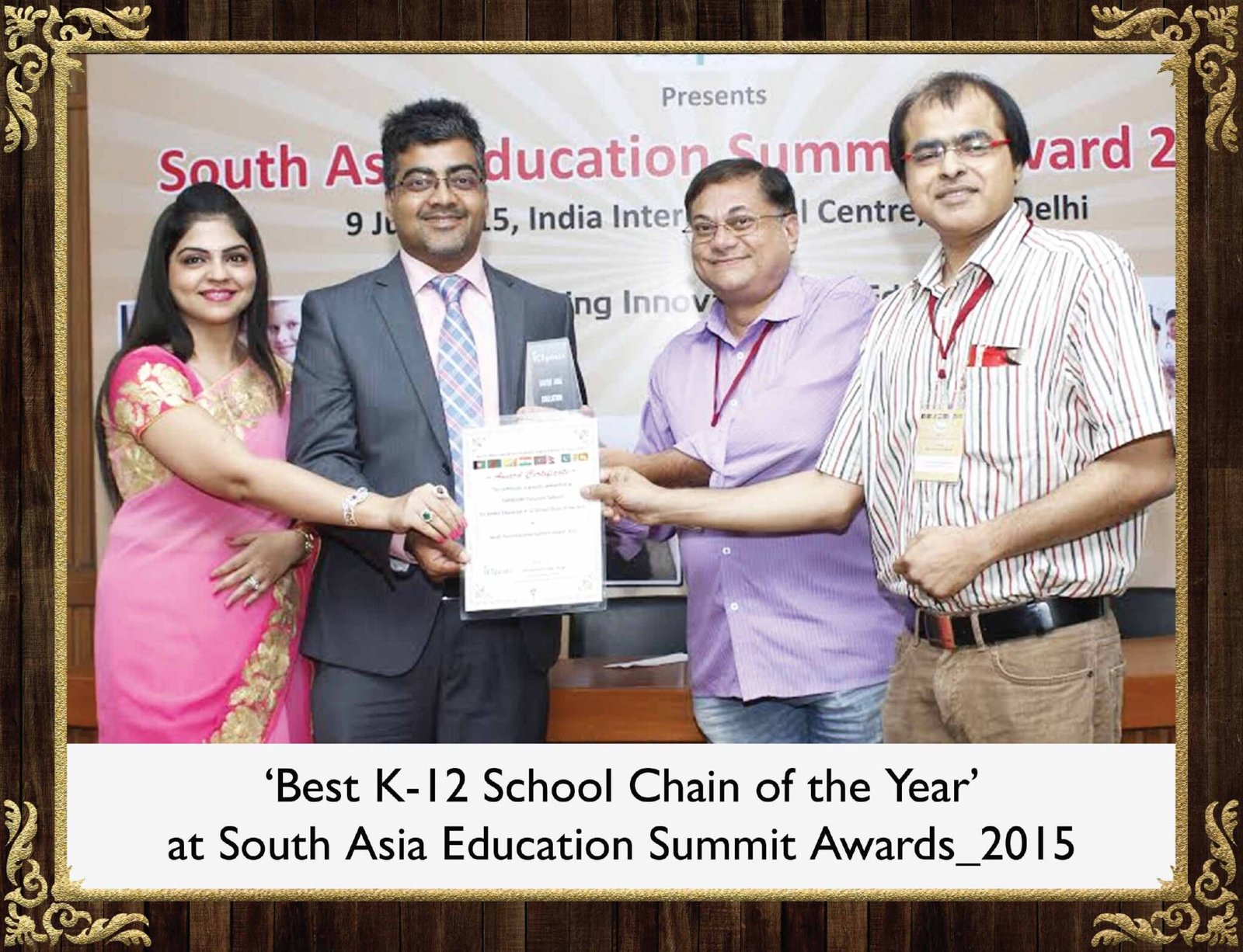 Best K12 School Chain of the Year by South Asia Education Awards 2015- best school in gurgaon