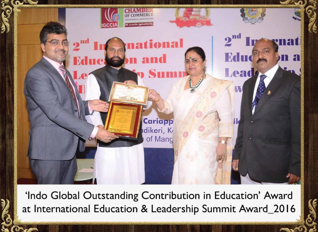 'Indo Global Outstanding Contribution in Education' & leadership Summit Award_2016 - Best School in gurgaon