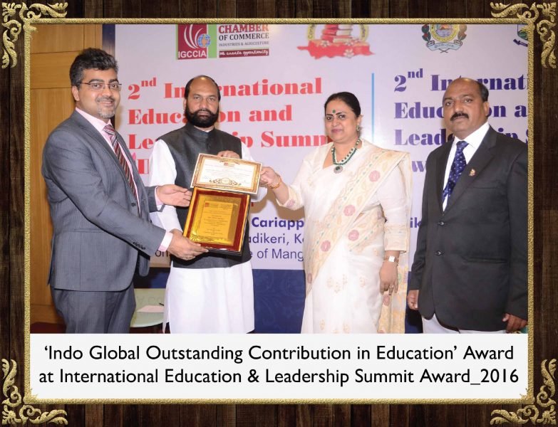 Indo Global Outstanding contribution in Education Award by International Education and Leadership Summit Award 2016